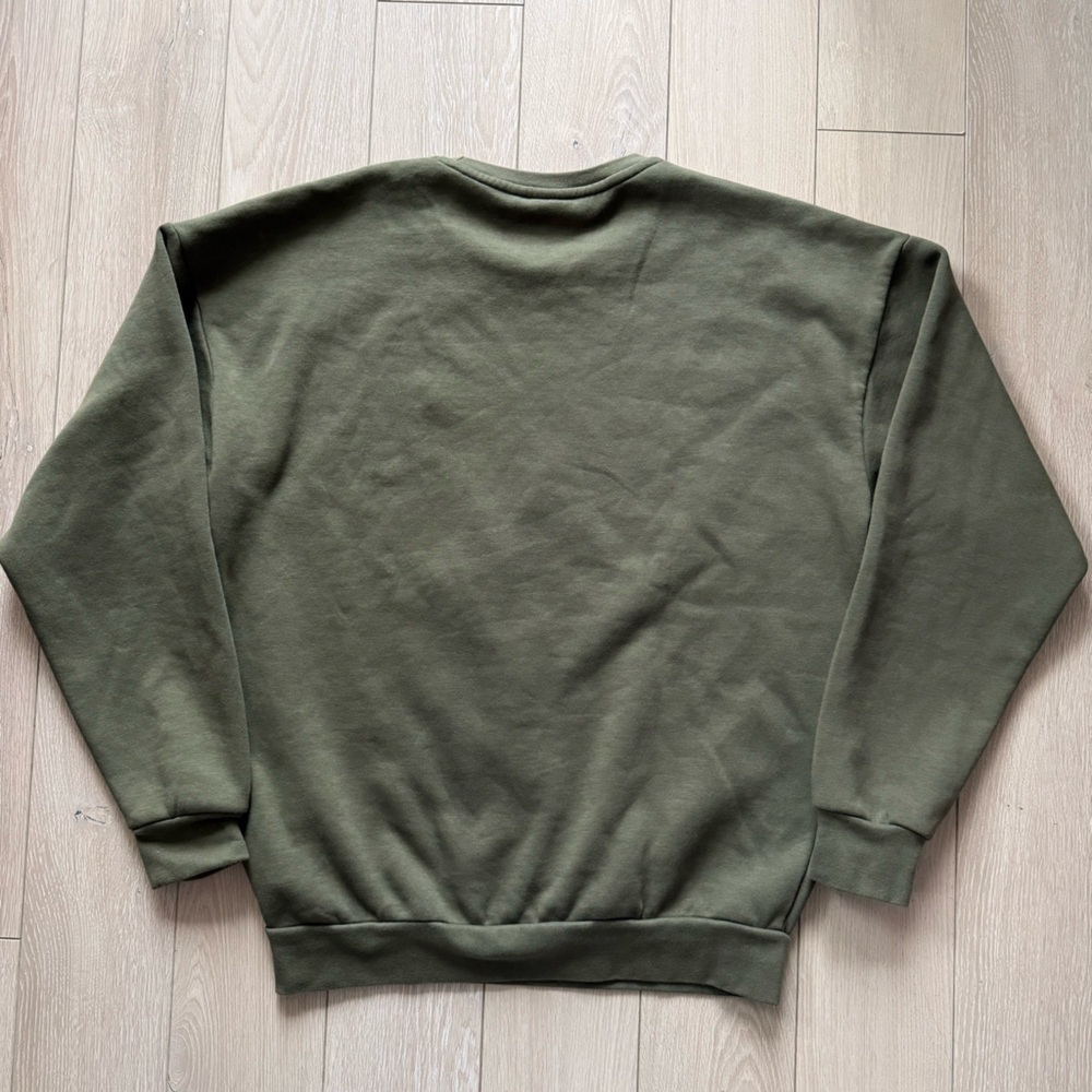 Adidas Logo Embroidered Boyfriend Sweatshirt in Olive Green Juniors Size XL - Picture 3 of 11